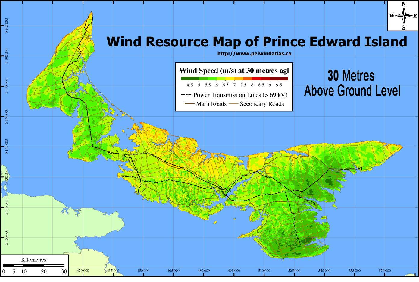 PEI Wind Map 